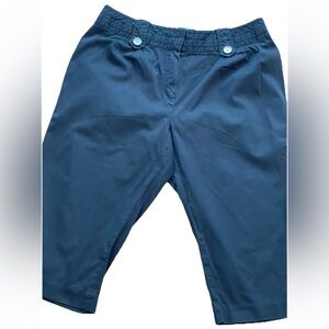 Sharagano woman black cotton stretch cropped pants size‎ 16W silver buttons flat